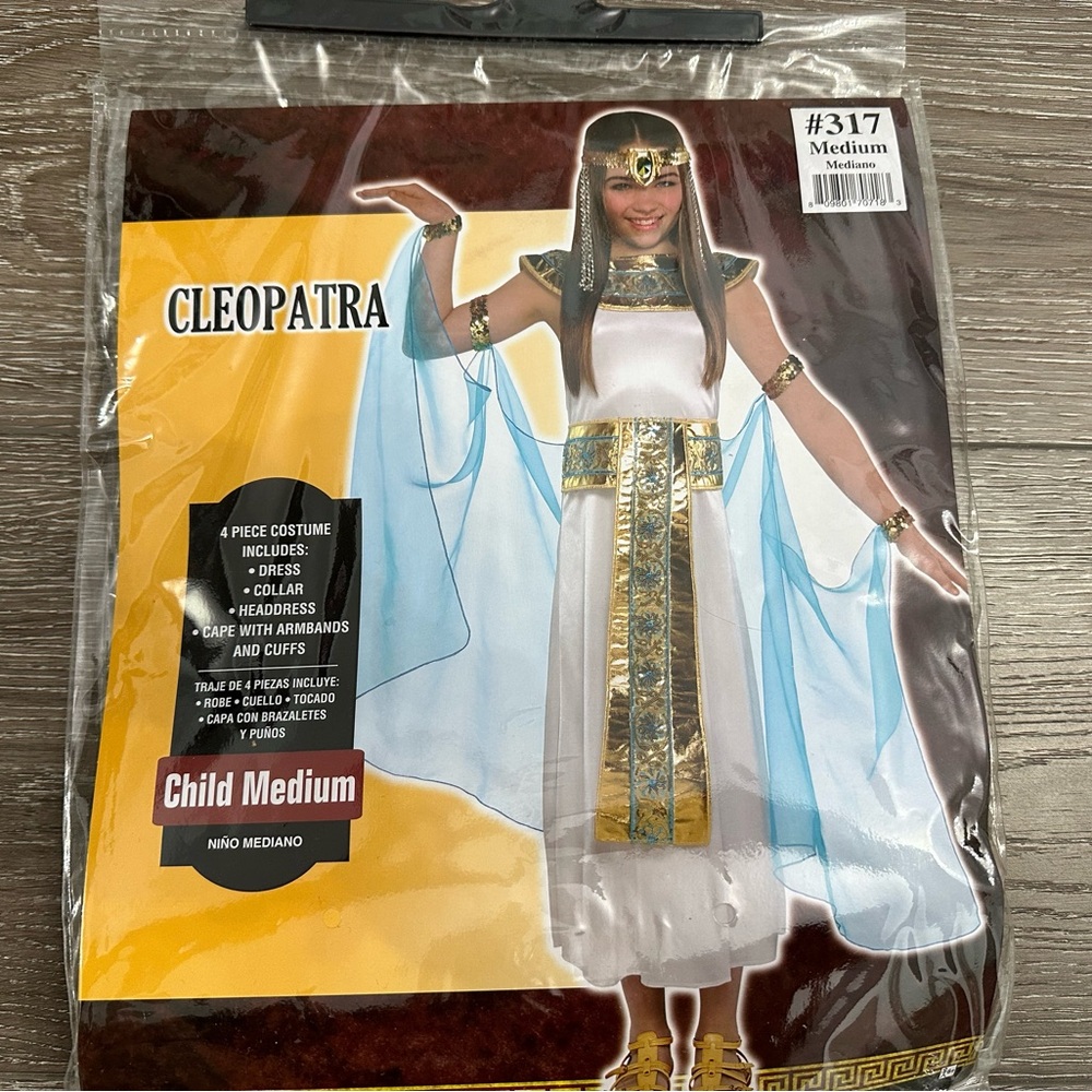 Patra Cleopatra Kids Costume - White, Gold, and Blue